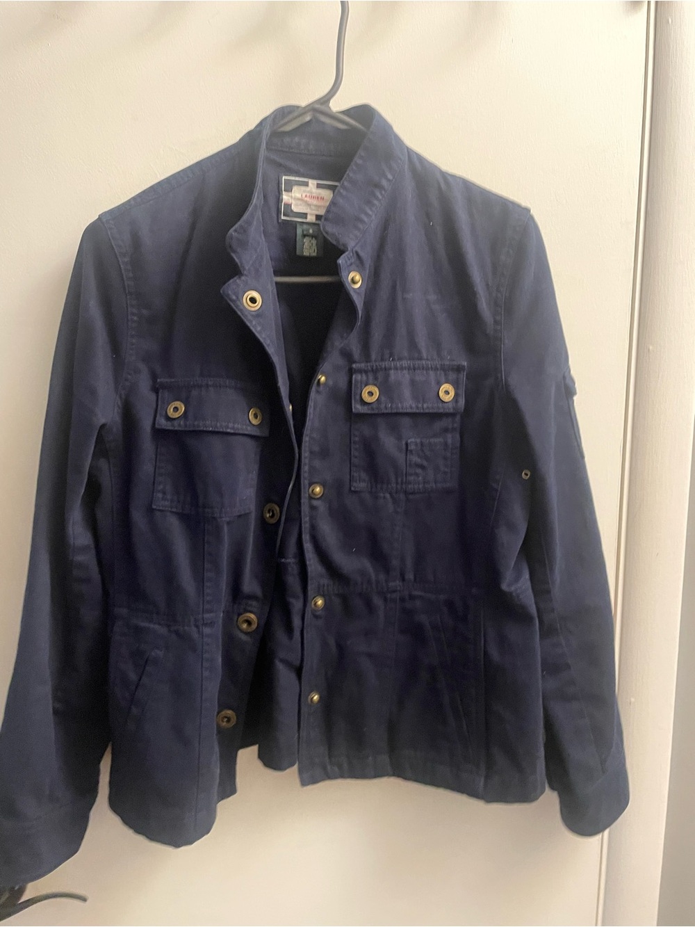 Ralph Lauren Navy Cotton Utility Jacket with Brass Buttons